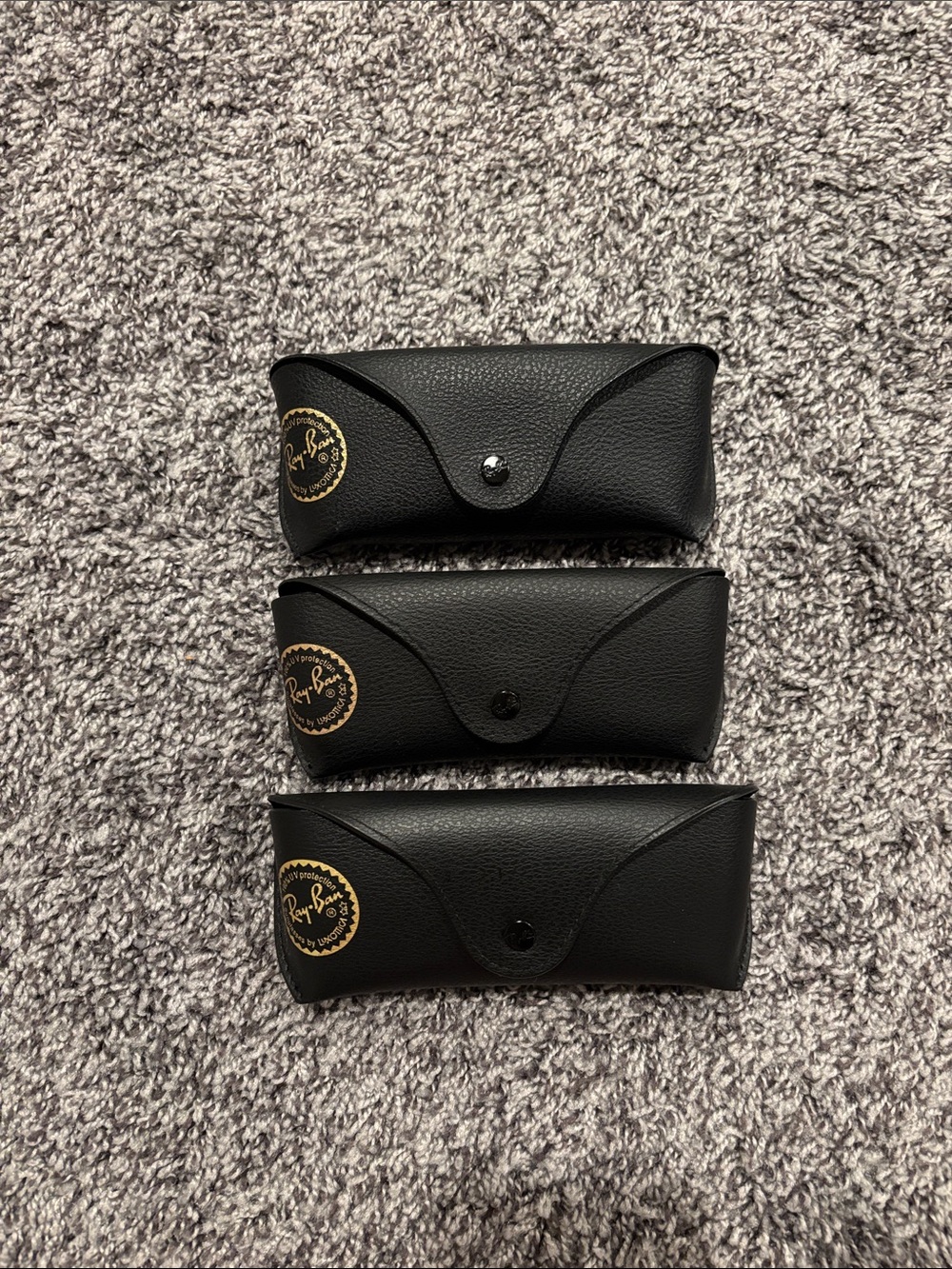 Ray-Ban Black Sunglasses Cases with Gold Logo - Set of 3